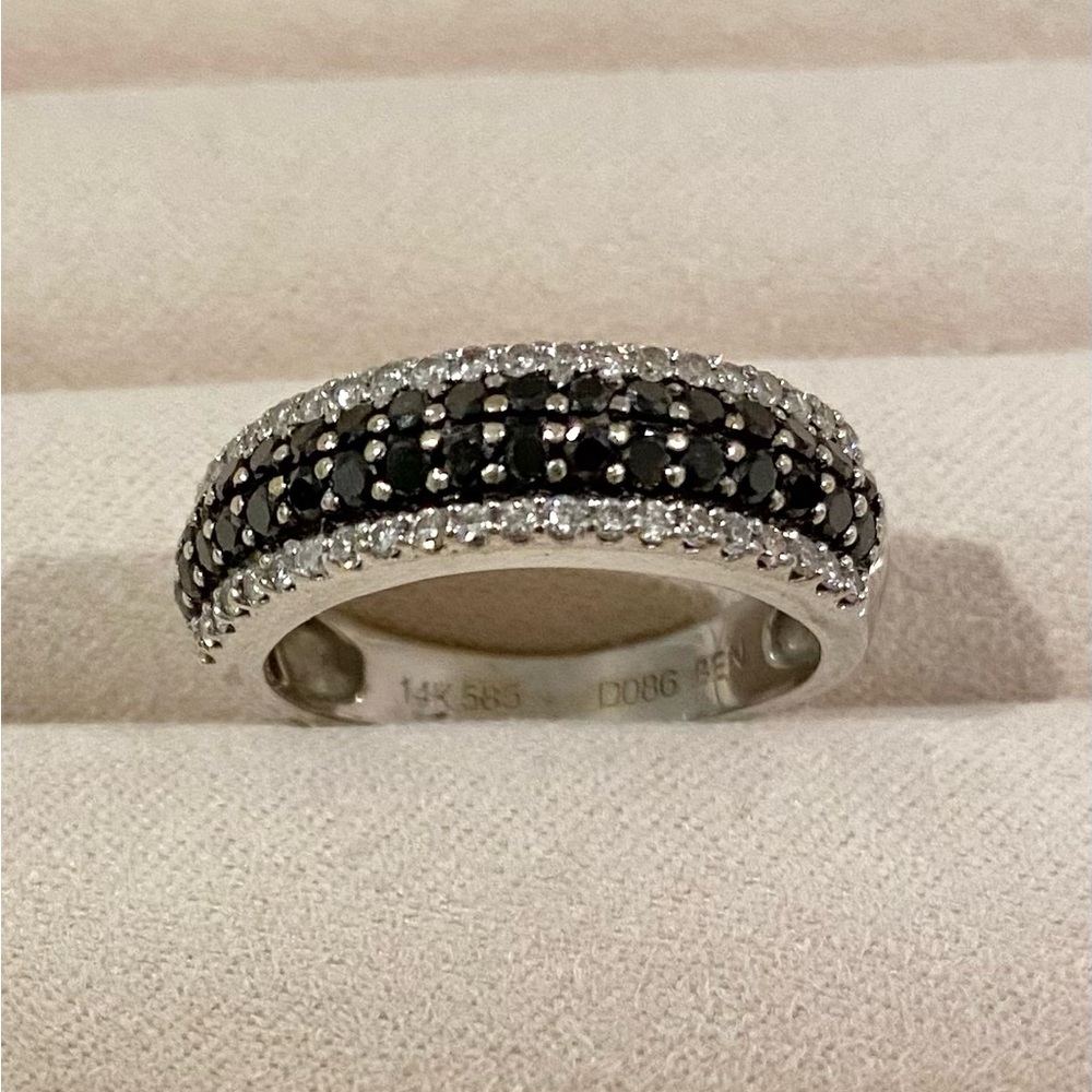 Black and white diamond ring